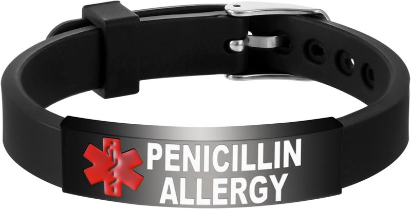 UNICGIFT Medical Alert Bracelet Dual-Sided Custom Engraved ID Identification Personalized Wristband for Women Adjustable Band Security Clasp - Image 1